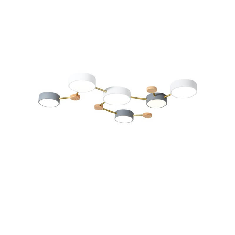Modułowa nowoczesna lampa sufitowa LED z drewna i akrylu w prostym designie