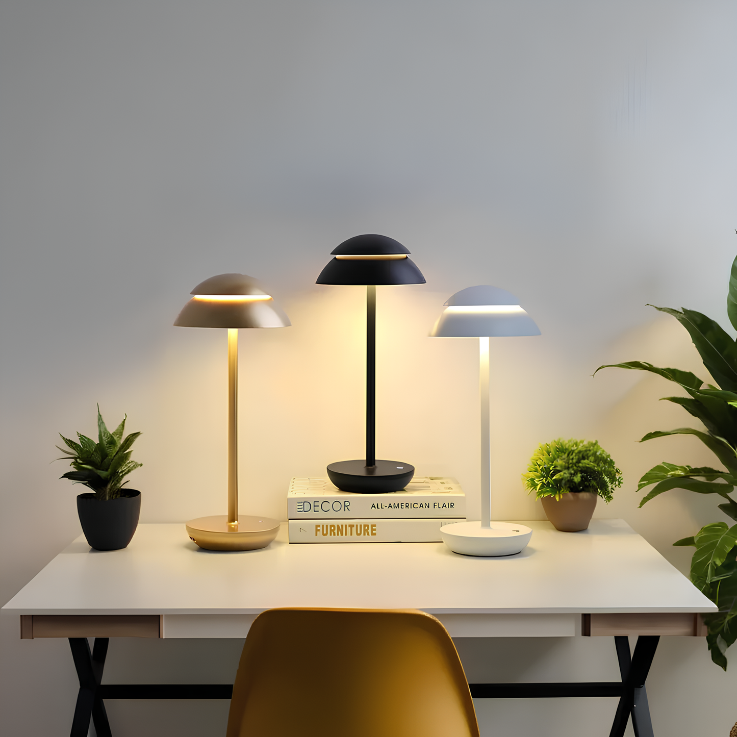 Stylowa aluminiowa lampa stołowa z funkcją ściemniania
