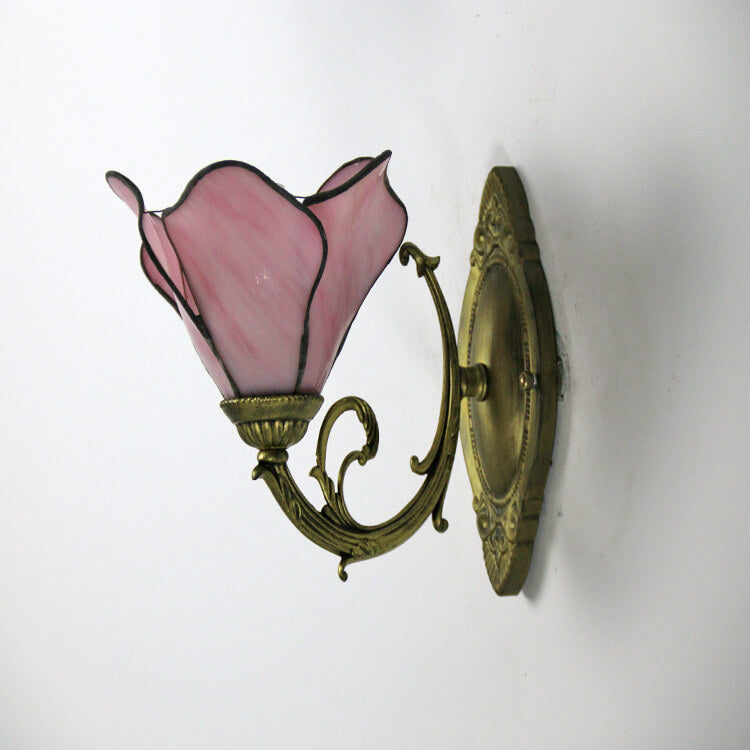 Designer glass and iron wall lamp - many colours