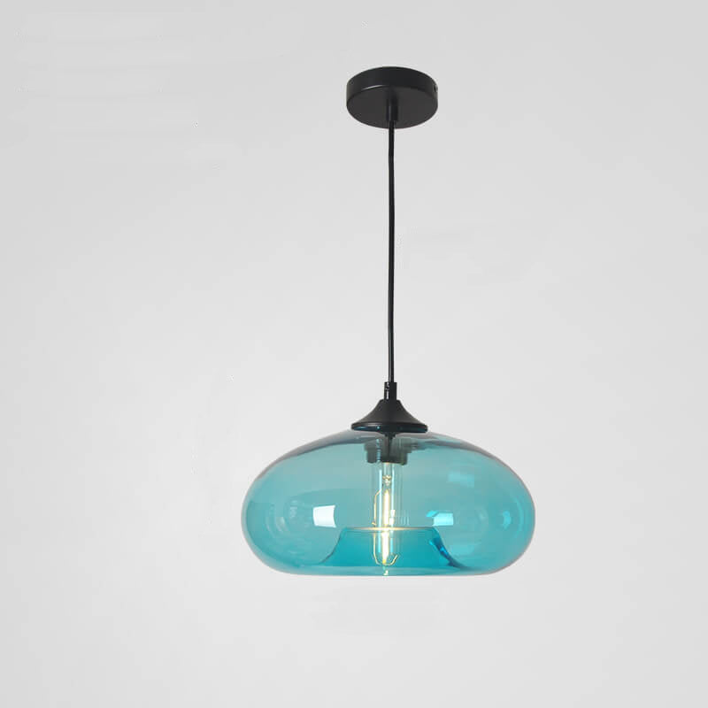 Industrial Glass Hanging Lamp – Ø28 cm, Multiple Colors, E26 Socket