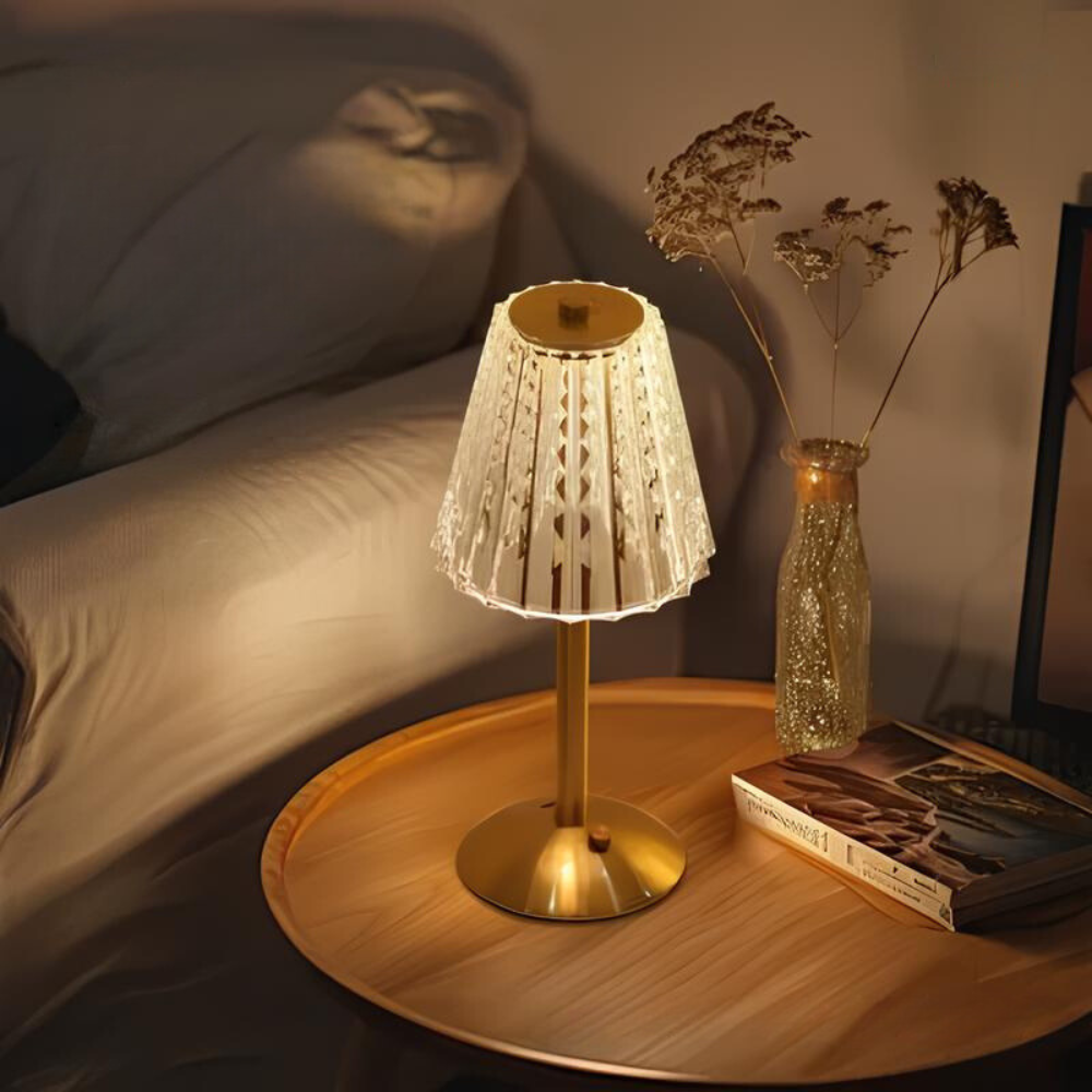Golden Crystal Cordless Table Lamp with Touch Dimming - a luxurious addition to your interior