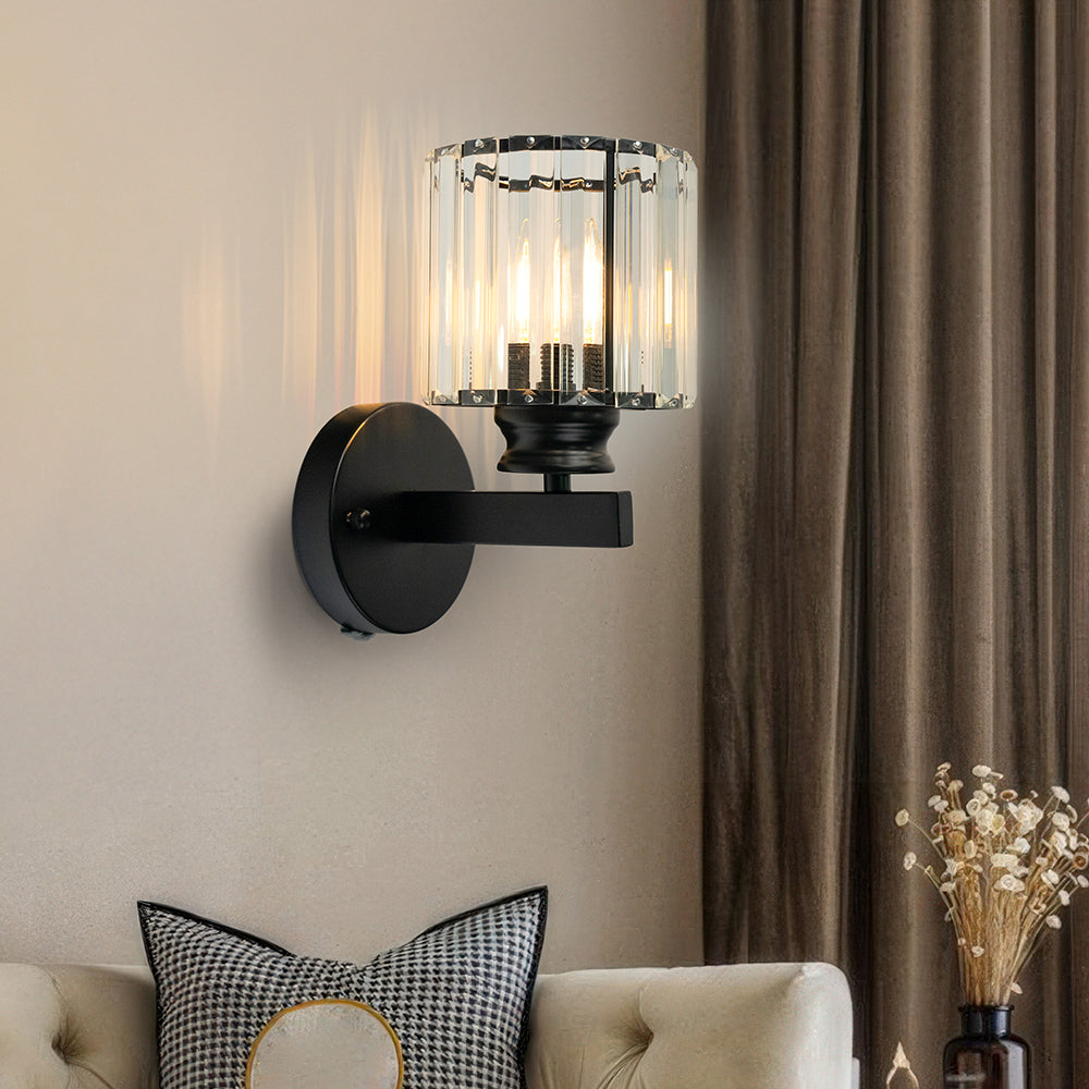 Luca – Lampa Ścienna ze Szklanym Kloszem i Matową Czarną Podstawą