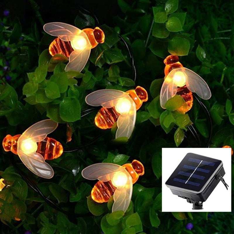 Solarna Dekoracyjna Lampa LED Pszczoła – Art Deco, Kolory: Czerwony / Żółty / Biały – Dostępne warianty: 20 / 30 / 50 / 100 LED