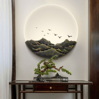 Azjatycka Lampa Ścienna z Minimalistycznym Designem – Żelazo, Akryl i Żywica – LED