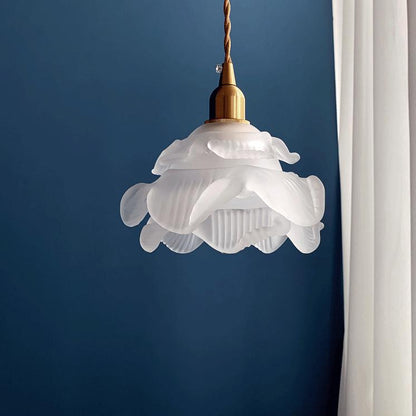 Francuska Miedziana Lampa Wisząca ze Szklanym Kloszem – Regulowany Kabel
