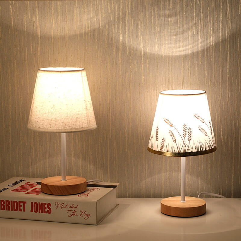 Scandinavian Modern Wooden Table Lamp with Built-in LED - USB Plug
