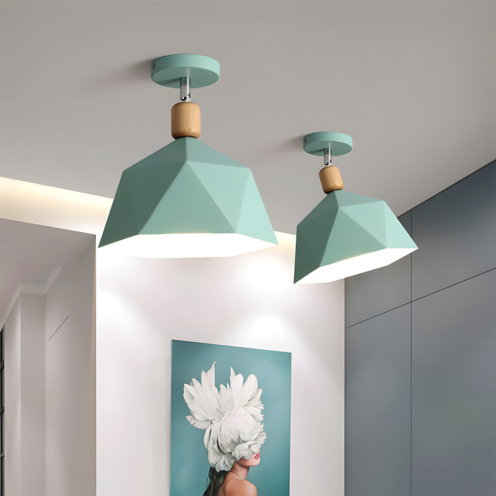 Läila – Skandynawska Lampa Sufitowa z Geometrycznym Designem i Drewnianym Akcentem