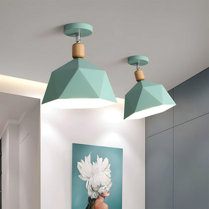 Läila – Skandynawska Lampa Sufitowa z Geometrycznym Designem i Drewnianym Akcentem