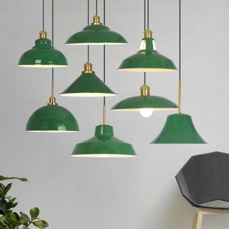 Industrialna elegancka zielona lampa wisząca w różnych rozmiarach
