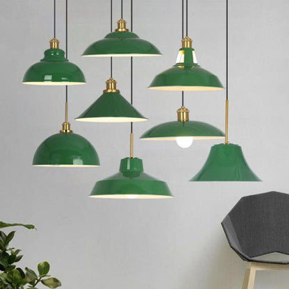 Industrialna elegancka zielona lampa wisząca w różnych rozmiarach