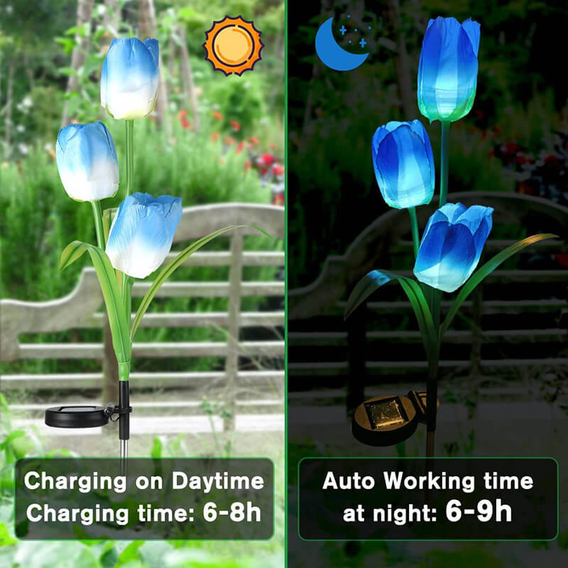 Solarny LED Lampa Ogrodowa z Motywem Tulipana – Różowa/Fioletowa/Niebieska/Żółta – (1 LED)