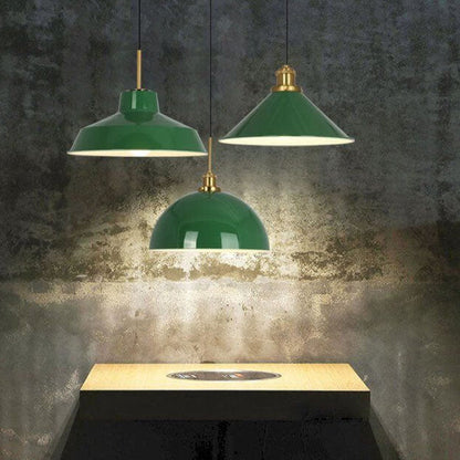 Industrialna elegancka zielona lampa wisząca w różnych rozmiarach