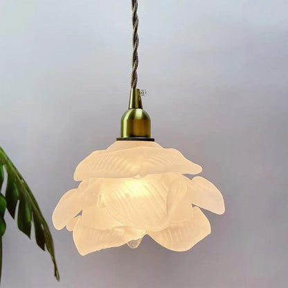 Francuska Miedziana Lampa Wisząca ze Szklanym Kloszem – Regulowany Kabel