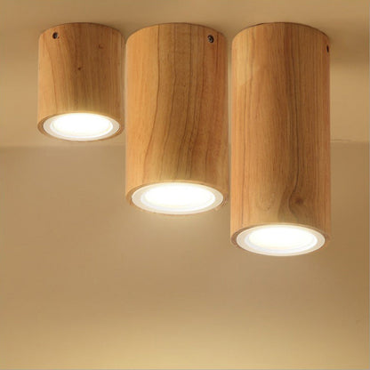 Nowoczesna Drewniana Lampa Sufitowa LED – Drewno Gumowe i Akryl, 3 Rozmiary