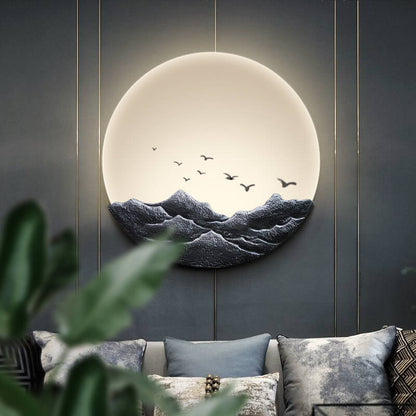 Azjatycka Lampa Ścienna z Minimalistycznym Designem – Żelazo, Akryl i Żywica – LED