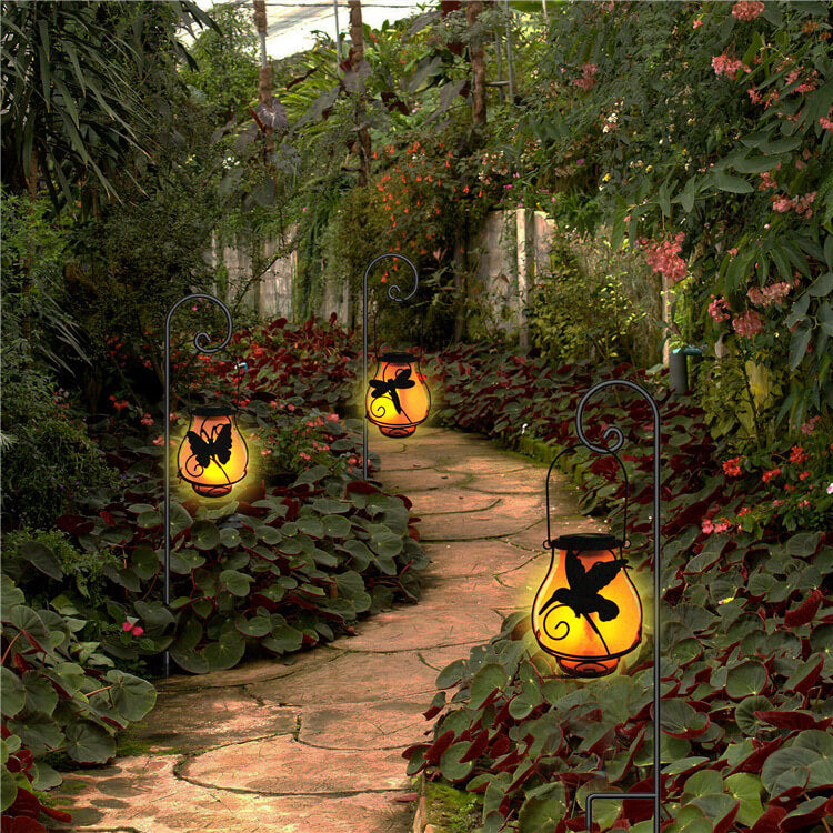 Decorative Solar LED Garden Lamp – Black – (1 LED)