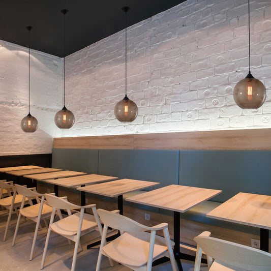 Modern Glass Hanging Lamp in Various Colors with Spherical Design