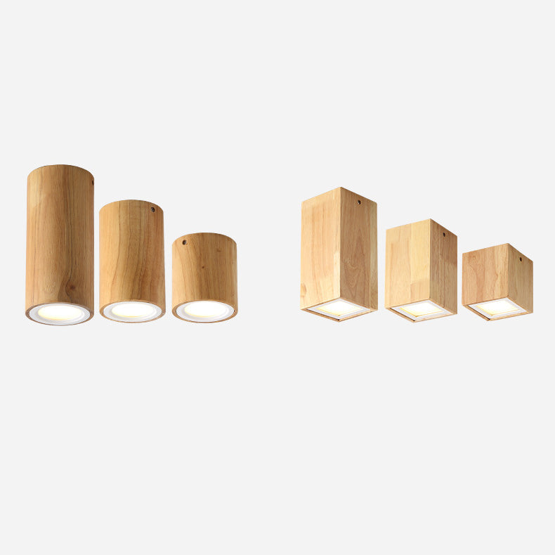 Nowoczesna Drewniana Lampa Sufitowa LED – Drewno Gumowe i Akryl, 3 Rozmiary