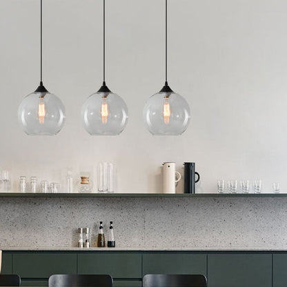 Modern Glass Hanging Lamp in Various Colors with Spherical Design