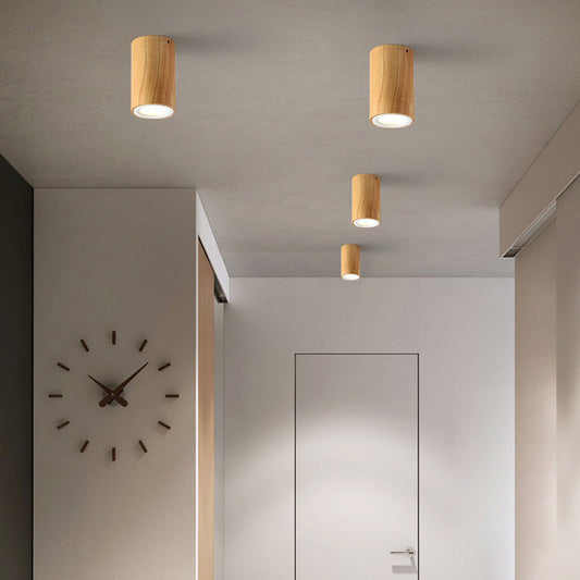 Nowoczesna Drewniana Lampa Sufitowa LED – Drewno Gumowe i Akryl, 3 Rozmiary