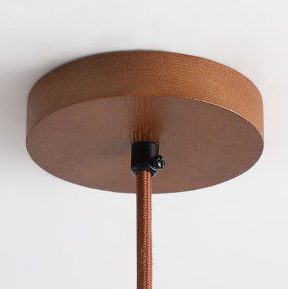 Elegancka japońska lampa wisząca – żółty trawertyn z naturalnym drewnianym akcentem i wbudowanym LED-em