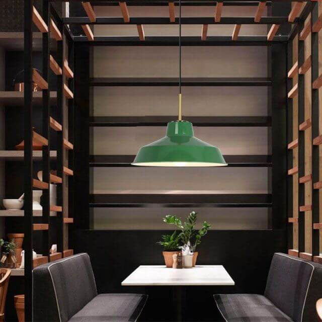 Industrialna elegancka zielona lampa wisząca w różnych rozmiarach
