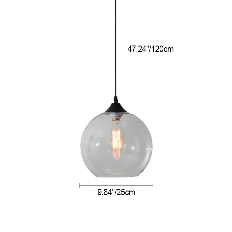 Modern Glass Hanging Lamp in Various Colors with Spherical Design