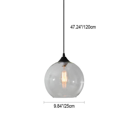Modern Glass Hanging Lamp in Various Colors with Spherical Design