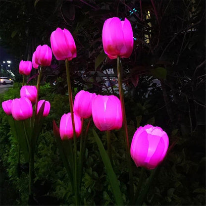 Solarny LED Lampa Ogrodowa z Motywem Tulipana – Różowa/Fioletowa/Niebieska/Żółta – (1 LED)
