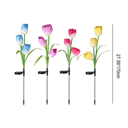 Solarny LED Lampa Ogrodowa z Motywem Tulipana – Różowa/Fioletowa/Niebieska/Żółta – (1 LED)