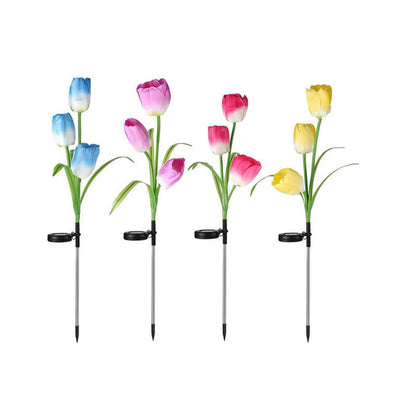 Solarny LED Lampa Ogrodowa z Motywem Tulipana – Różowa/Fioletowa/Niebieska/Żółta – (1 LED)