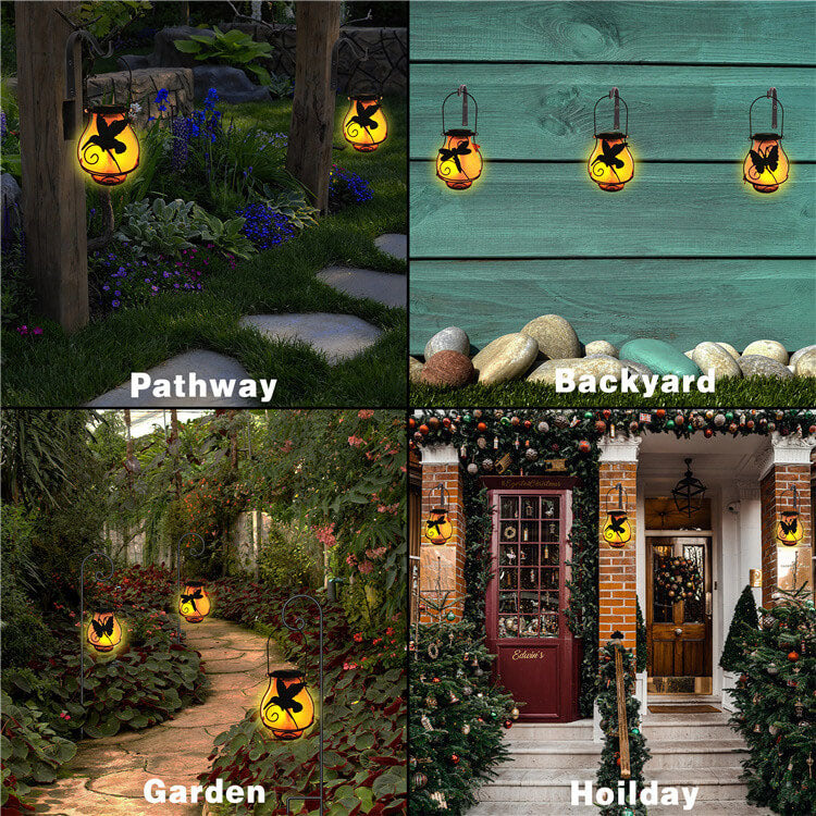 Decorative Solar LED Garden Lamp – Black – (1 LED)