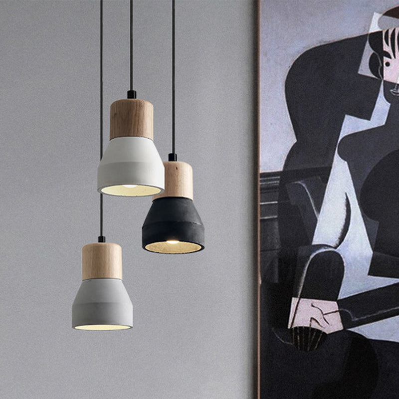 Nowoczesna Lampa Wisząca z Cementu i Drewna o Industrialnym Designie