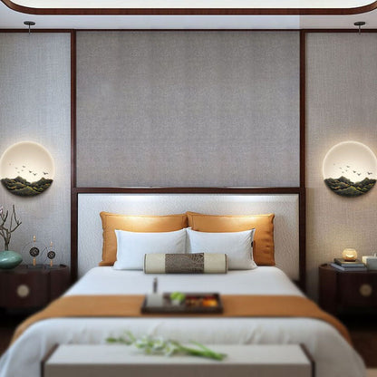 Azjatycka Lampa Ścienna z Minimalistycznym Designem – Żelazo, Akryl i Żywica – LED