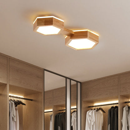 Nowoczesna drewniana lampa sufitowa Japandi LED – 1/2/3 reflektory