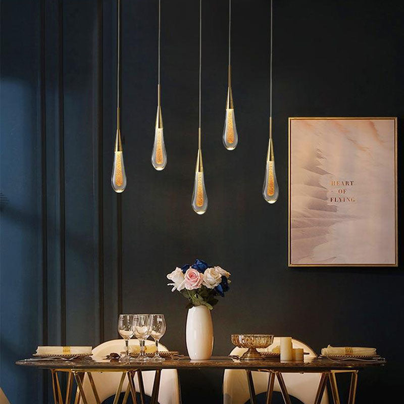 Stylowa skandynawska złota lampa wisząca LED – krótki lub długi design