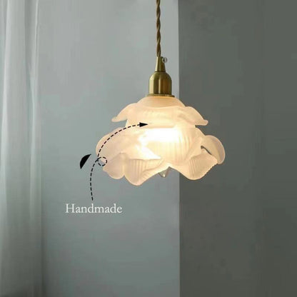Francuska Miedziana Lampa Wisząca ze Szklanym Kloszem – Regulowany Kabel