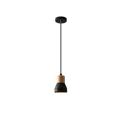 Nowoczesna Lampa Wisząca z Cementu i Drewna o Industrialnym Designie