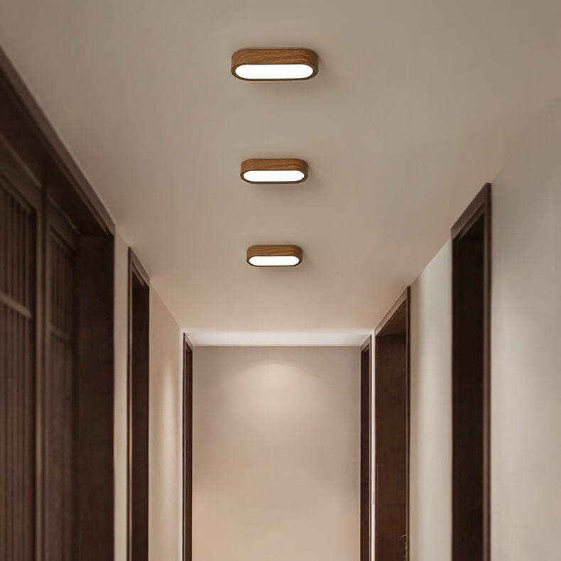 Nowoczesna Drewniana Lampa Sufitowa – Drewno/Orzechowy Rysunek Słojów – LED 8W