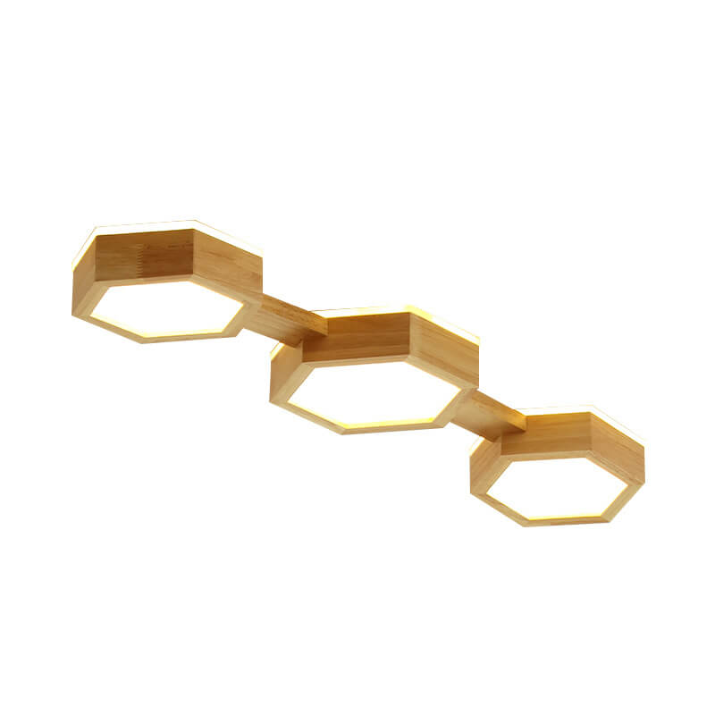 Nowoczesna drewniana lampa sufitowa Japandi LED – 1/2/3 reflektory