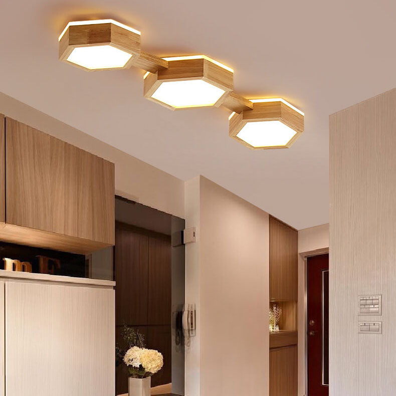 Nowoczesna drewniana lampa sufitowa Japandi LED – 1/2/3 reflektory