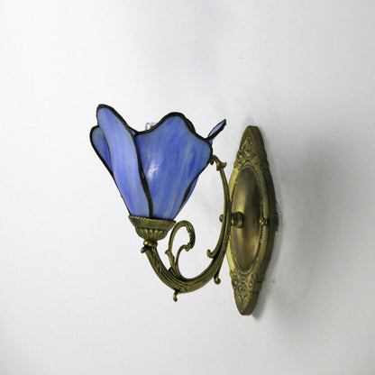 Designer glass and iron wall lamp - many colours