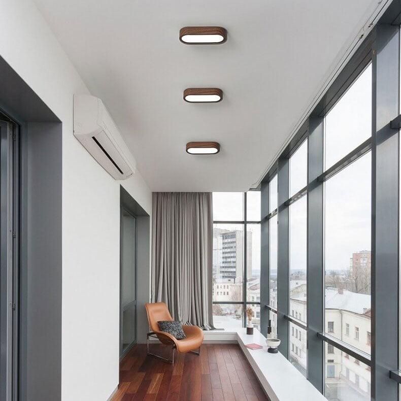 Nowoczesna Drewniana Lampa Sufitowa – Drewno/Orzechowy Rysunek Słojów – LED 8W