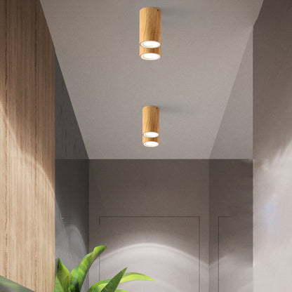 Nowoczesna Drewniana Lampa Sufitowa LED – Drewno Gumowe i Akryl, 3 Rozmiary