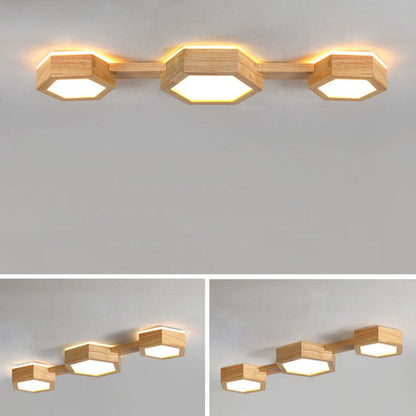 Nowoczesna drewniana lampa sufitowa Japandi LED – 1/2/3 reflektory
