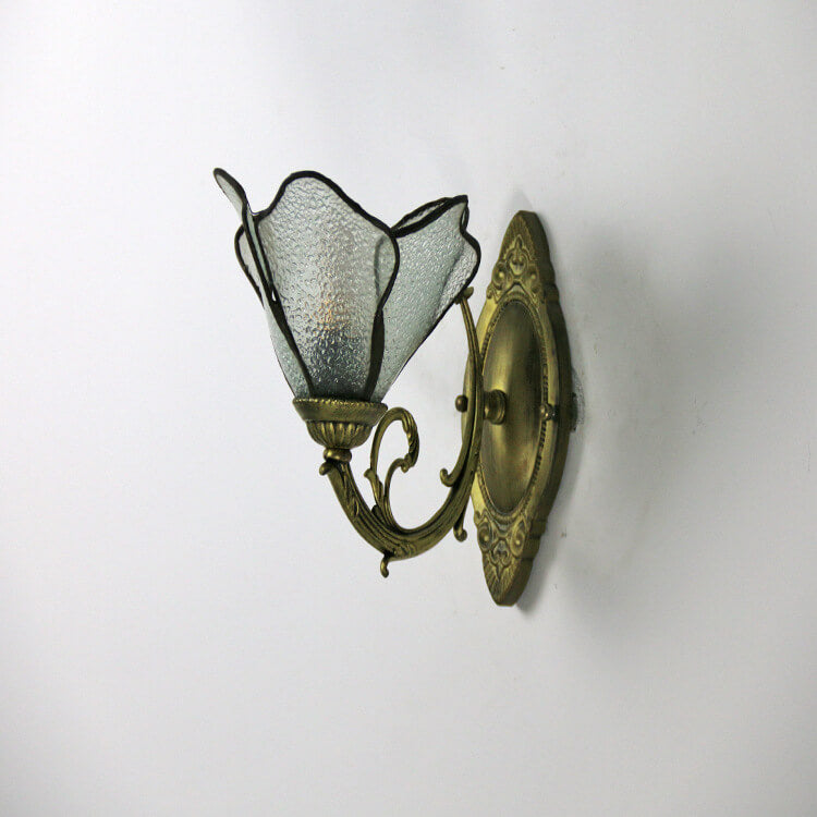 Designer glass and iron wall lamp - many colours