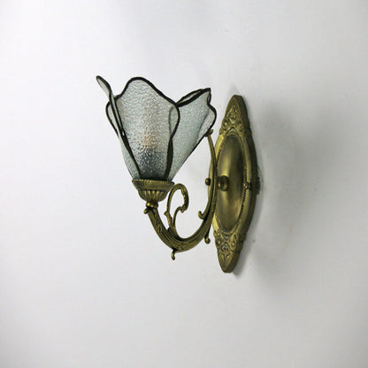 Designer glass and iron wall lamp - many colours