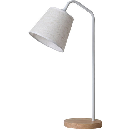 Nowoczesna lampa stołowa z lnu, metalu i drewna – wbudowany LED z USB/wtyczką