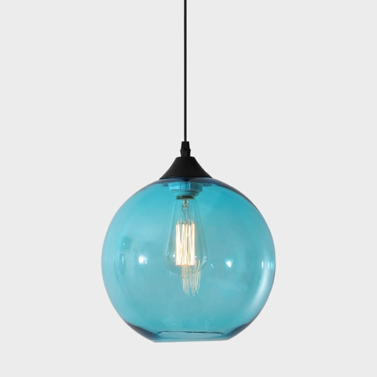 Modern Glass Hanging Lamp in Various Colors with Spherical Design