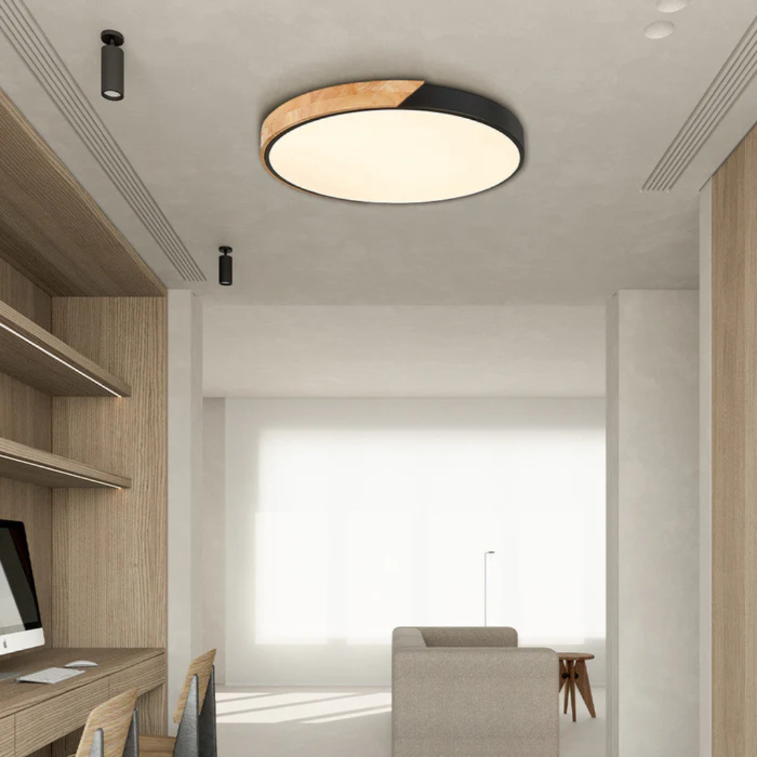 Lampa Sufitowa LED w Skandynawskim Stylu z Drewna i Akrylu